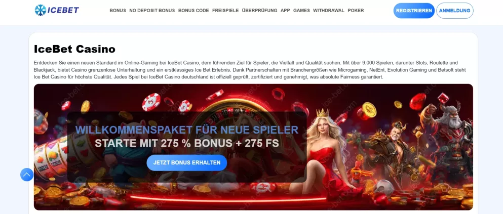 Icebet Casino Bonus 125% bis 300 Euro plus Freispiele